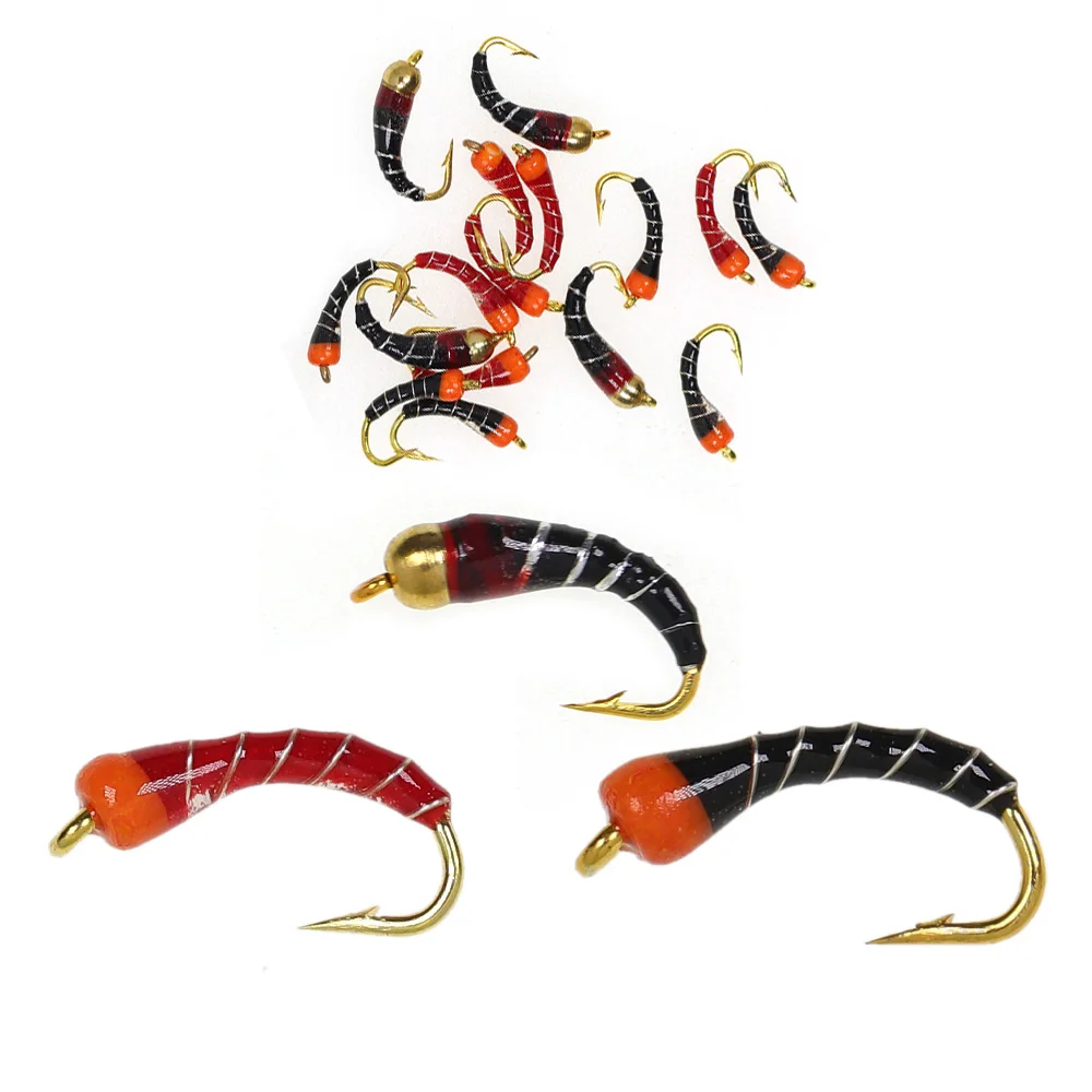 ICERIO латунная головка из бисера Zebra Midge Nymph Wet Fly Caddies Pupa Emergers Fly Flies Форель Bluegill Panfish Рыболовная приманка Приманка