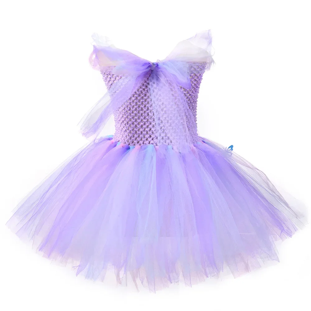 Fancy Girls Purple Butterfly Mesh Tutu Dresses Princess Tulle Dress Carnival Halloween Fairy Dress Up Costume for Kids 2-10T