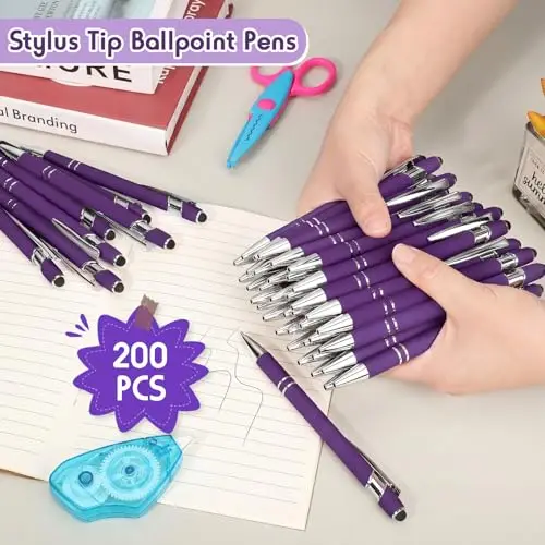 200 Pcs 2-in-1 Stylus Touch Screen Ballpoint Pens