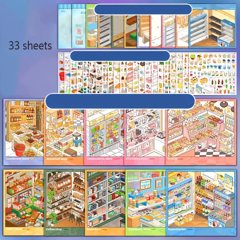 Mr. Paper 33pc 3D Miniature Scene Stickers (Collector's Series 8.0)