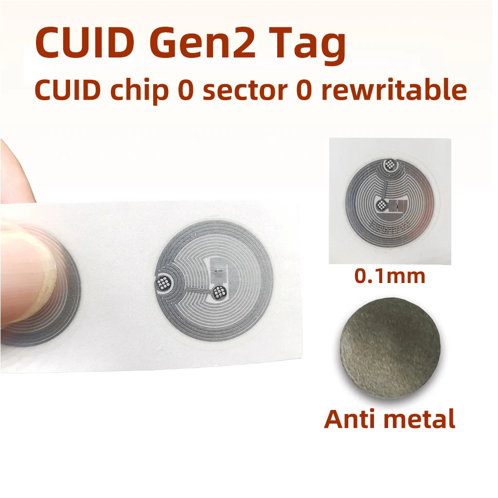 CUID tag Gen2 13.56mhz RFID Wet Inlay Sector 0 Block 0 UID Rewritable For NFC Andriod MCT Copy Clone cuid Anti metal Sticker