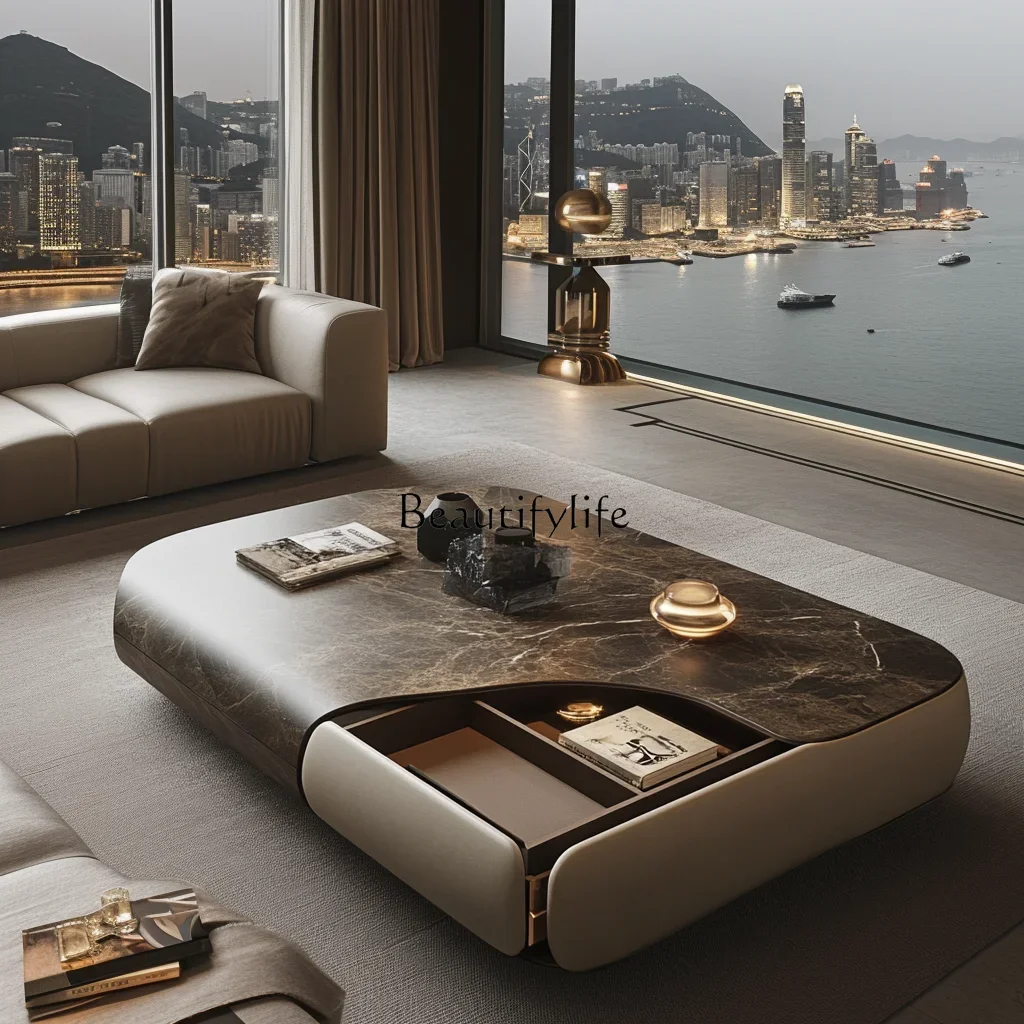 

-*Square luxury stone coffee table