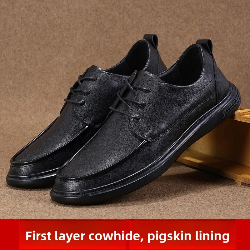 

Men's top cowhide low top Korean style trendy leather shoes casual sports and business dual-use young fashion Casual men's shoes