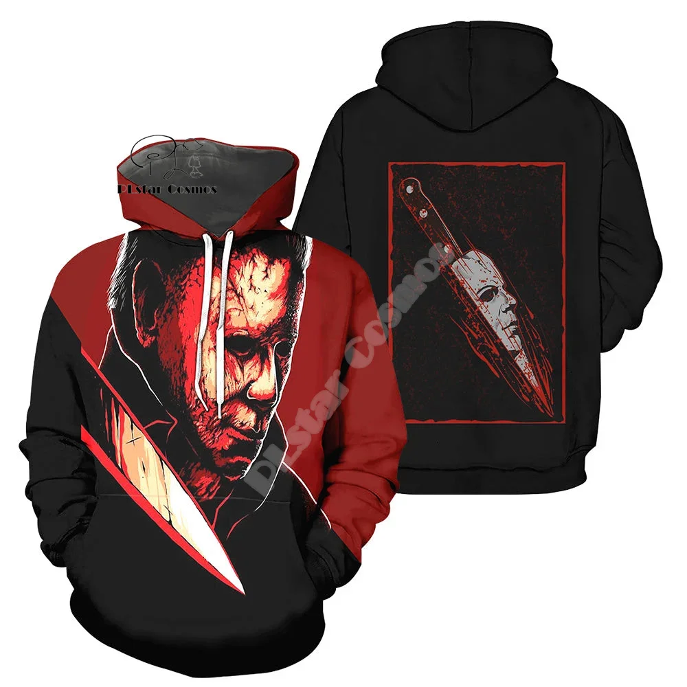 Cosplay Halloween Horror Terror Movie Michael Myers Vintage Retro Graffiti 3DPrint Pullover Streetwear Casual Jacket Hoodies N9