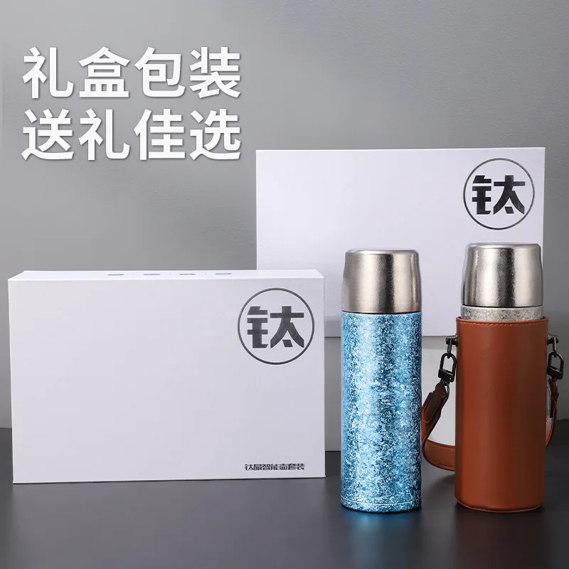 Pure titanium insulated cup, double-layer titanium high-end health water cup for men and women, titanium crystal stewed tea brew