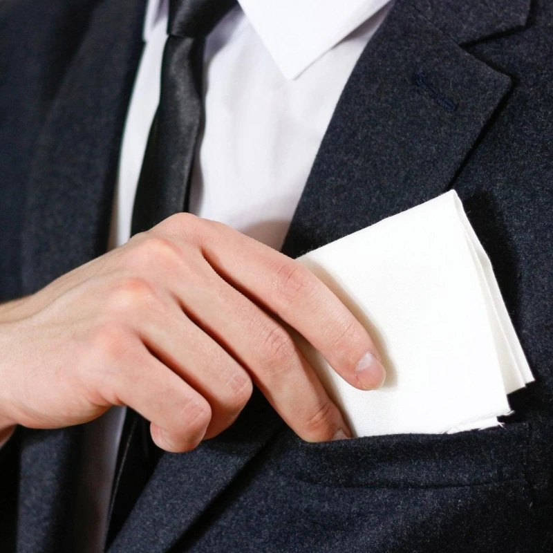 Solid Color White Pocket Handkerchief for Sweating for Grooms, Weddings for Fitness Enthusiasts and Adventurers