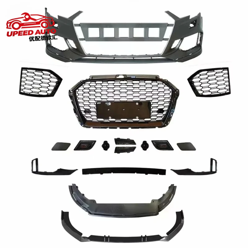 

Suitable for STLF RS3 Accessories Auto Body Kit Audis A3 High Quality Front Bumper with Grille RS3 PP Material 2017-2019 Year