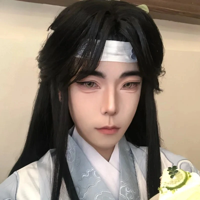 Lan Zhan Cos Kunsthaar Dämon Dao Patriarch Antikes Kostüm Held Lan Vergessen Sie glattes Haar Air Bangs Universal Comic Show Hood