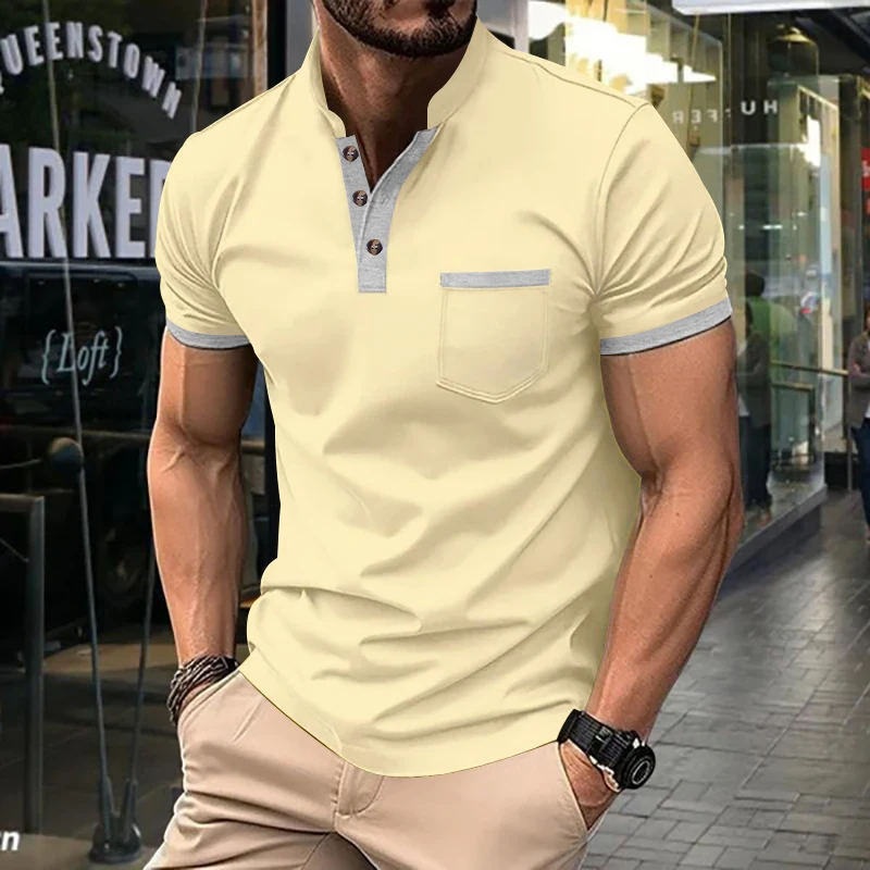 2024 Summer Men Short Sleeved Polo Shirt Casual Solid Color T-shirt Men's Breathable Shirt For Men Modern Stylish Clothing S-3XL