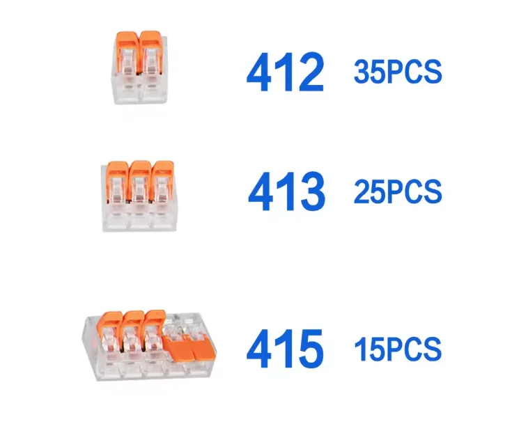 75PCS Quick Wire Connector PCT412 PCT413 PCT415  Transparent Splicing Terminal Block No Welding Electrical Cable Fast Connection