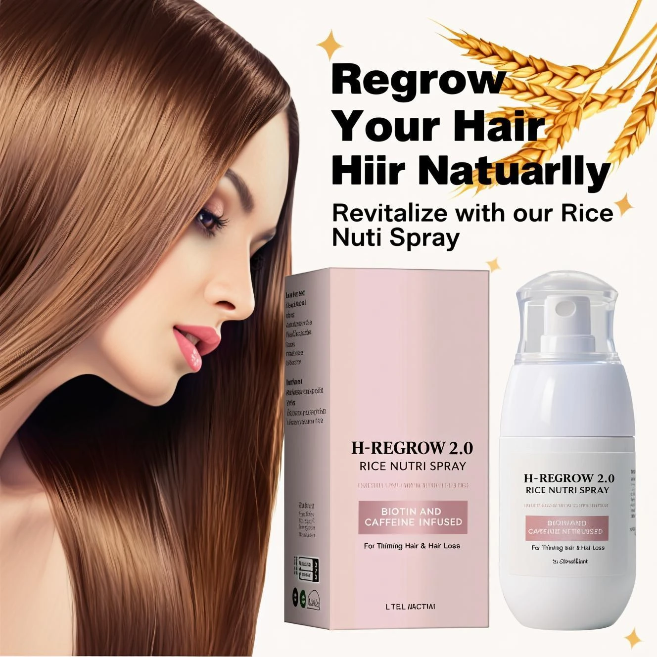 

Natural Rice & Biotin Hair Growth Spray 50ml - Anti-Hair Loss Treatment with Caffeine & Ginger Extract for Thinning Hair