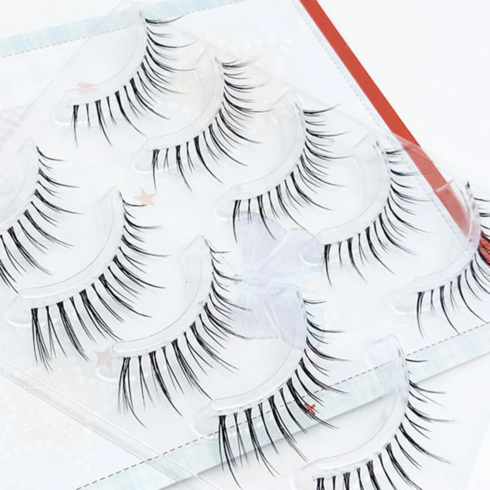 Cílios postiços de banda transparente estilo coreano cílios de tira de aparência natural 6-12mm comprimento misto c onda cílios de fibra preta