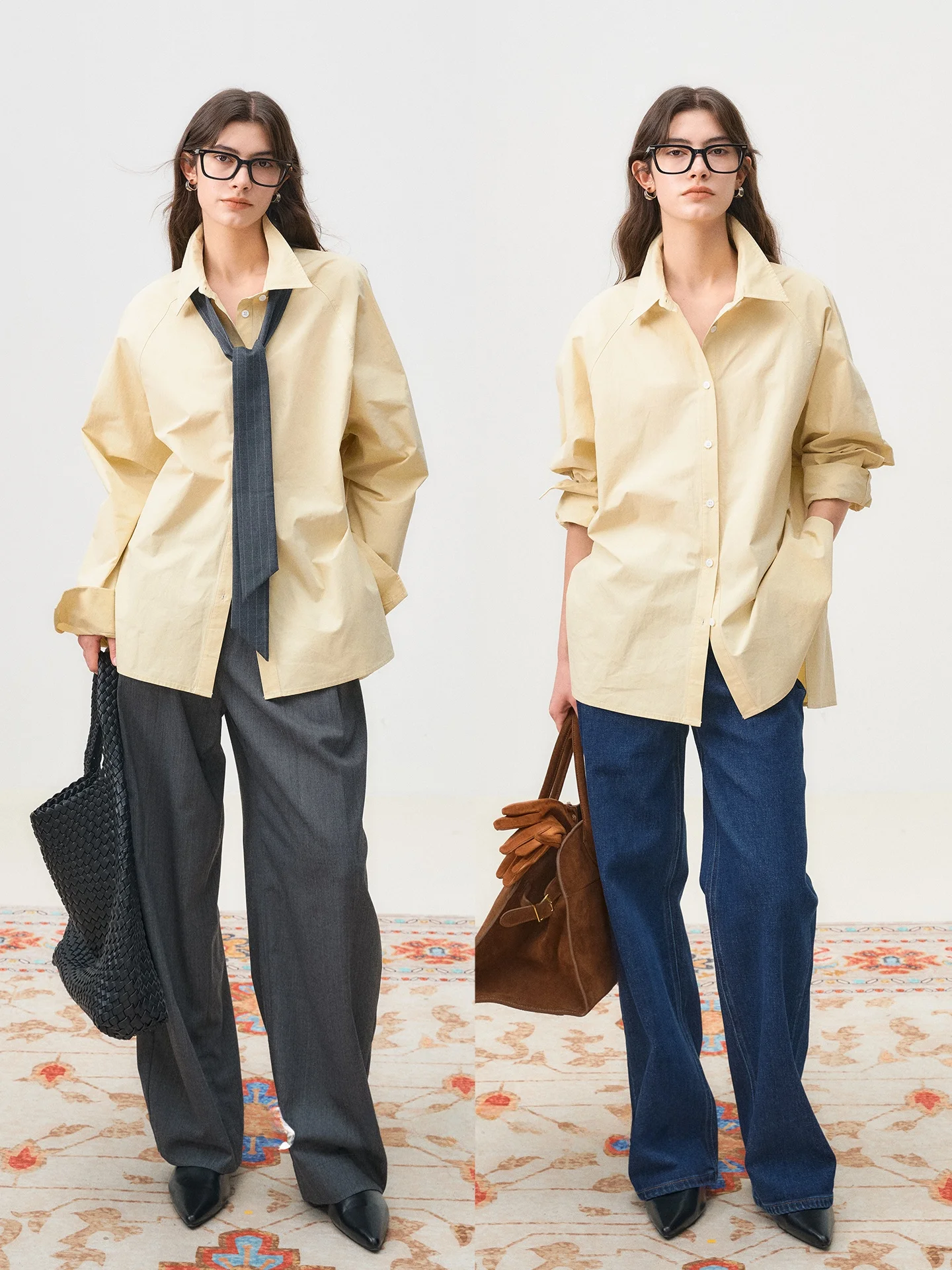 

Slimming Cotton lin irt Fre M Oi Double Wear Side Waist Button Design Faionable Chien Yellow Casual Workwear