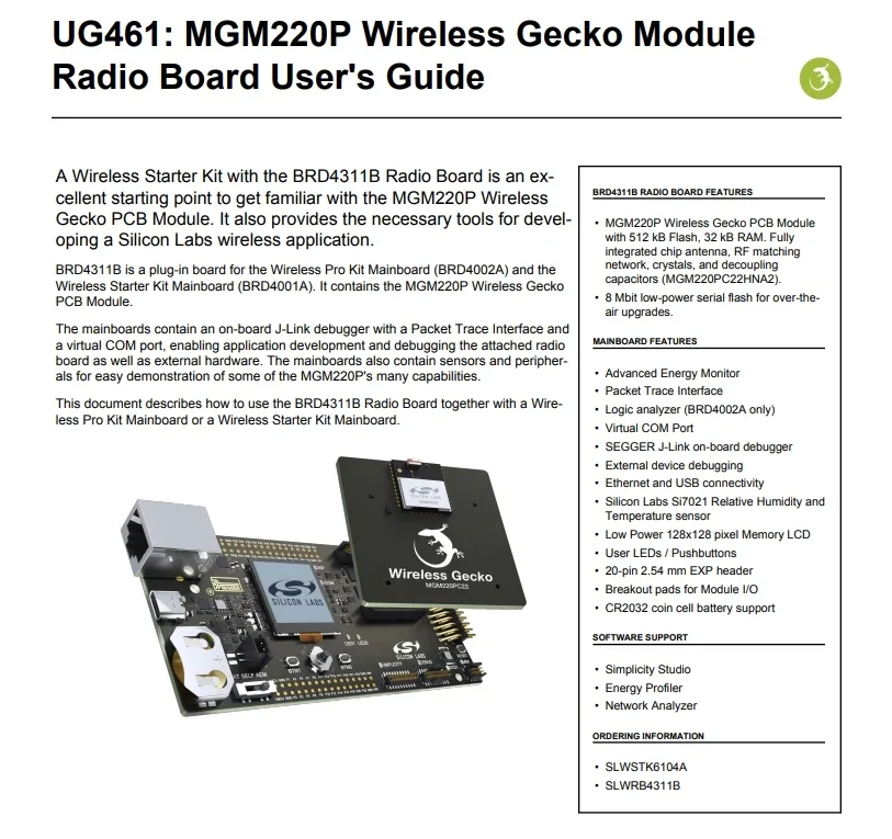 SLWSTK6104A MGM220P Wireless Gecko Module Starter Kit Development Boards & Kits