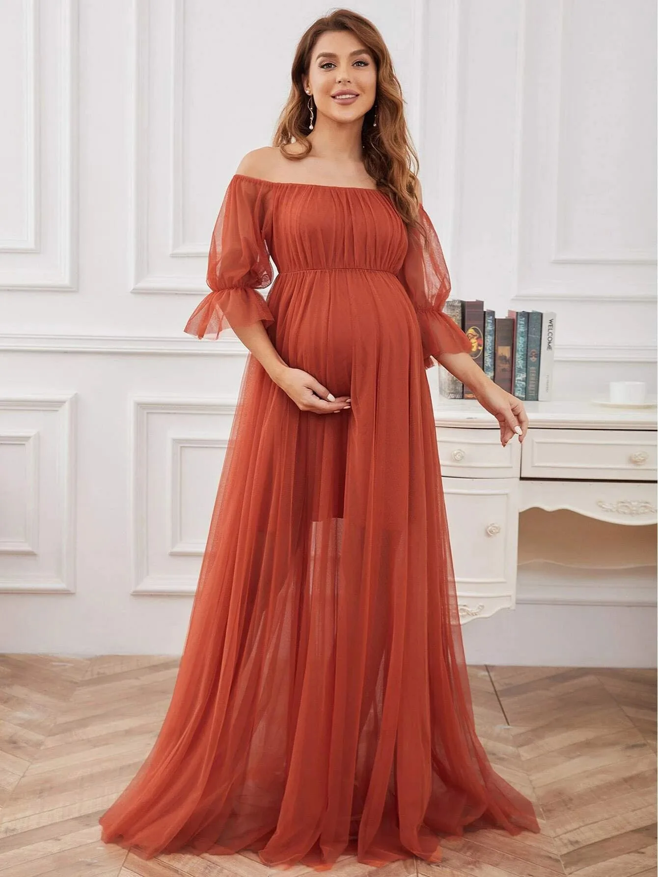 Vestido de otoño para mujeres embarazadas, vestidos elegantes de fiesta de noche, vestidos de maternidad, ropa de mujer para fotografía de mujeres embarazadas, vestidos largos