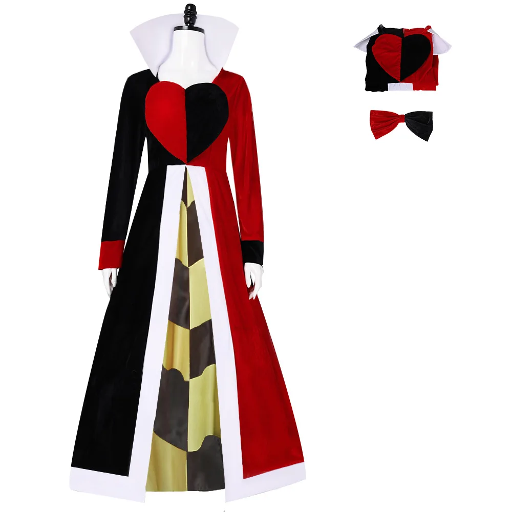 

New Queen Hearts Costumes Cosplay Movie Costume Adult Villain Red Queen Cosplay Outfit Halloween Costumes Set