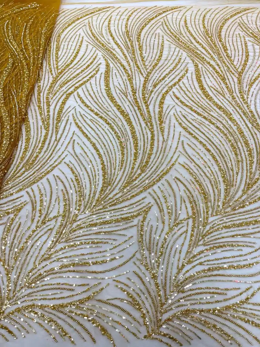 

2025 Beaded Lace Design ,Pearls Embroidery French Tulle Net, African Beaded Lace for Weddings, Evening Dress, Party,