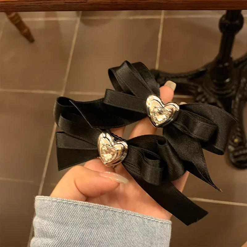 

Black Bow Heart Hair Clip for Women Back Head Side Bangs Hair Accessory Barrett Non Slip Strong Grip