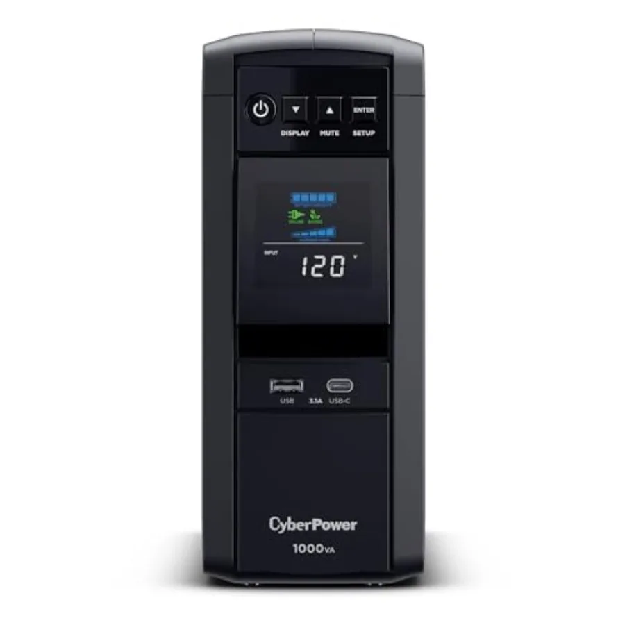 CP1000PFCLCD PFC Sinewave UPS Battery Backup and Surge Protector 1000VA/600W 10 Outlets AVR Mini-Tower; UL Certified
