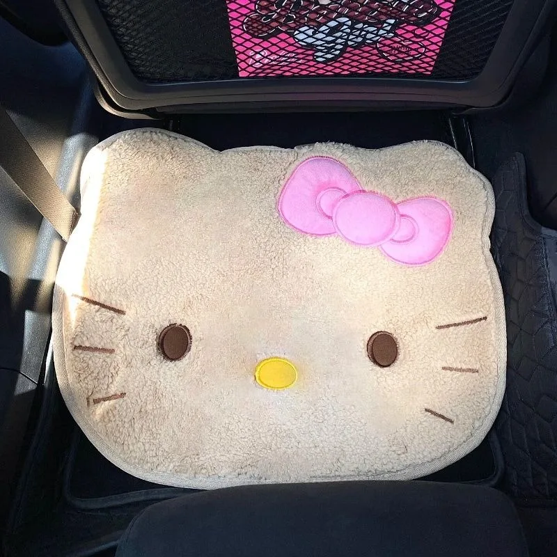 Cartoon Hellokittys Doll Shaped Car Plush Floor Mats Kawaii Auto Interior Decoration Accessories Anti Slip Absorbent Floor Mat