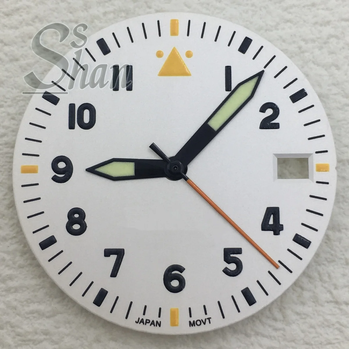 

29mm pilot's watch dial and hands black white green and blue C3 luminescent modification NH35A and NH36 movement repair parts