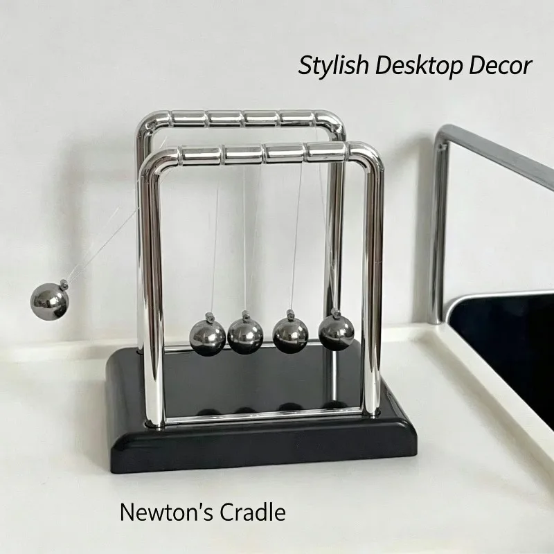 Newtons Cradle Balance Balls Physics Science Toy Metal Pendulum Ball Desktop Stress Relief Decor Ornament for Office Home Gift