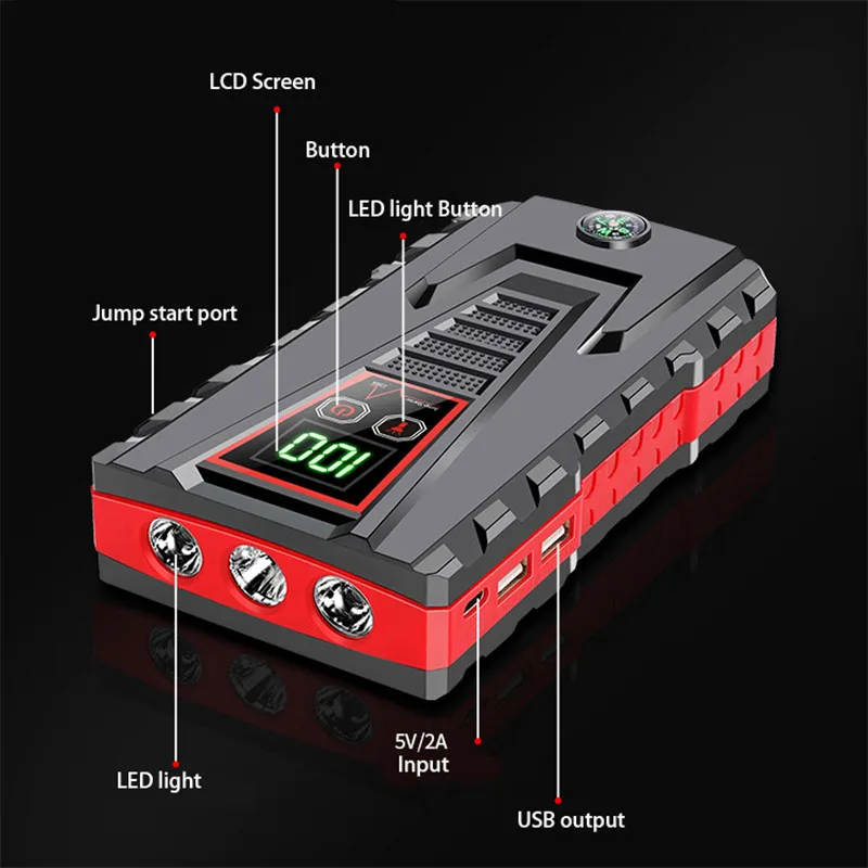 99800mAh المحمولة سيارة الانتقال بدء الذروة 5000A قوة البنك تهمة 12 فولت السيارات بدء المعدات النفط الديزل سيارة بطارية الطوارئ