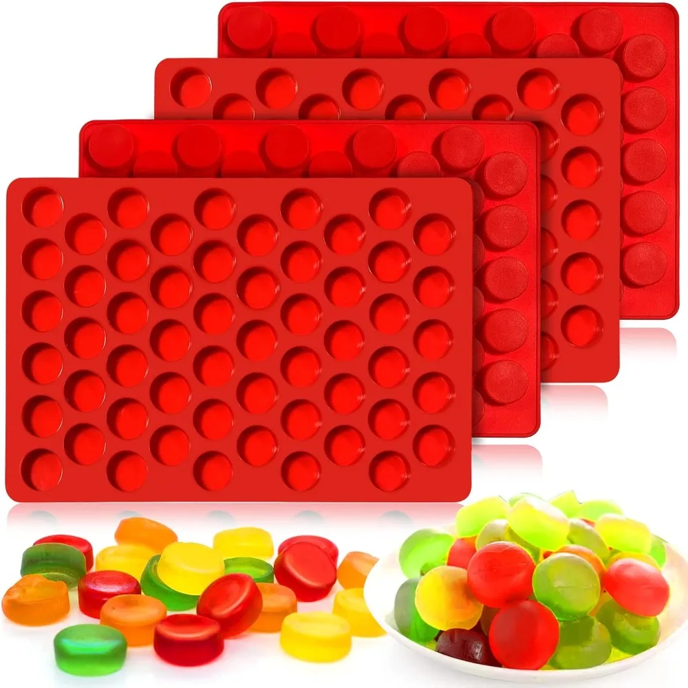 4-Pack Silicone Gummy Molds – 55-Round Cavity Trays for Keto, ACV, or Homemade Candy Snacks
