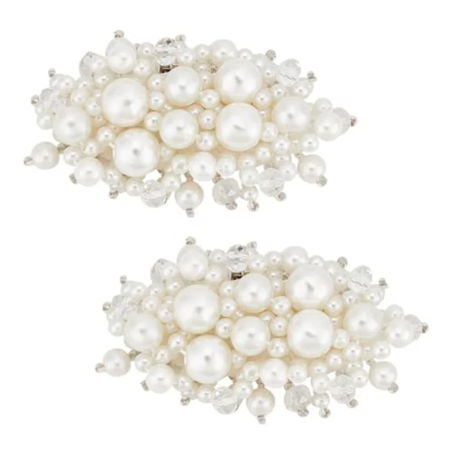 1 P مقاطع الأحذية زهرة اللؤلؤ 1.5x2.5ih الأبيض الزفاف الزفاف الأزهار مقاطع الأحذية سحر مع خرز كريستالي انفصال زهرة Sho