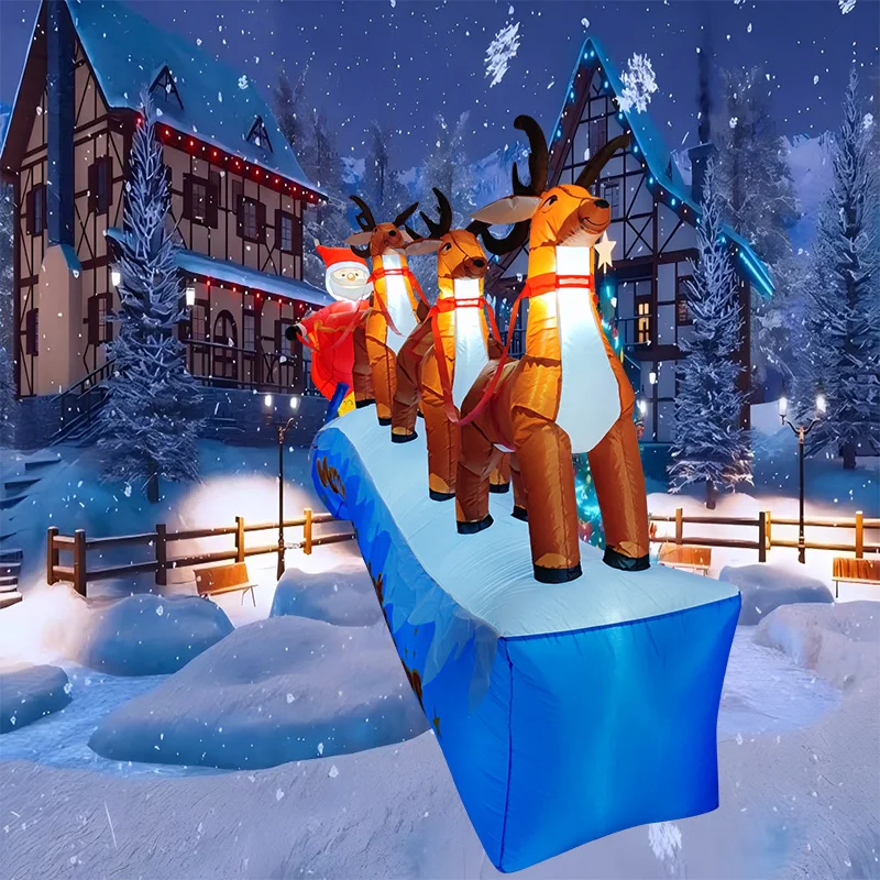 3.6 متر/12FT عيد الميلاد زخرفة نفخ الغزلان سحب زلاجة المدمج في أضواء LED حفلة عيد الميلاد داخلي في الهواء الطلق حديقة الدعائم الديكور