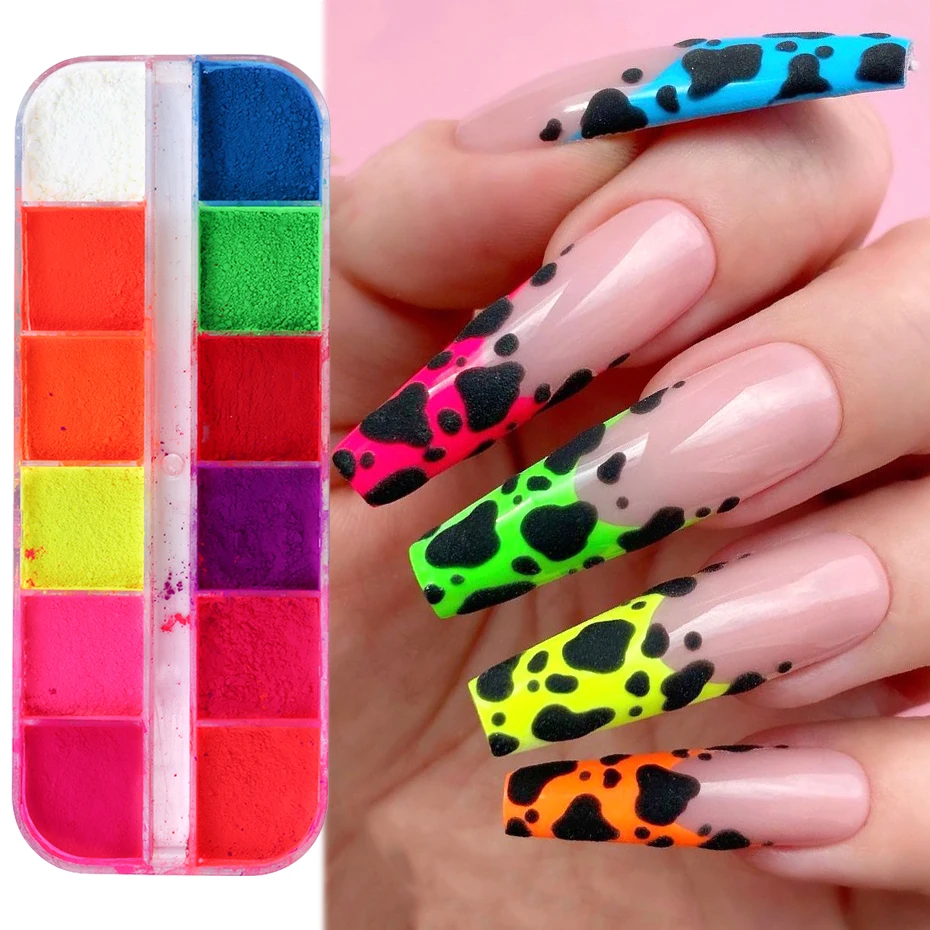 1 Case neonowy fosforyzujący proszek gwoździe tęczowy kolor fluorescencja żółty zielony Ombre odblaskowy Pigment do Manicure zanurzenie pyłu NTYE