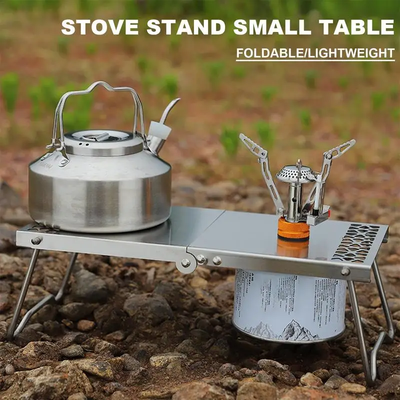 Folding Portable Table For Camping Stainless Steel Picnic Table Mini Stove BBQ Shelf Picnic Desk Tea Table Camping Accessories