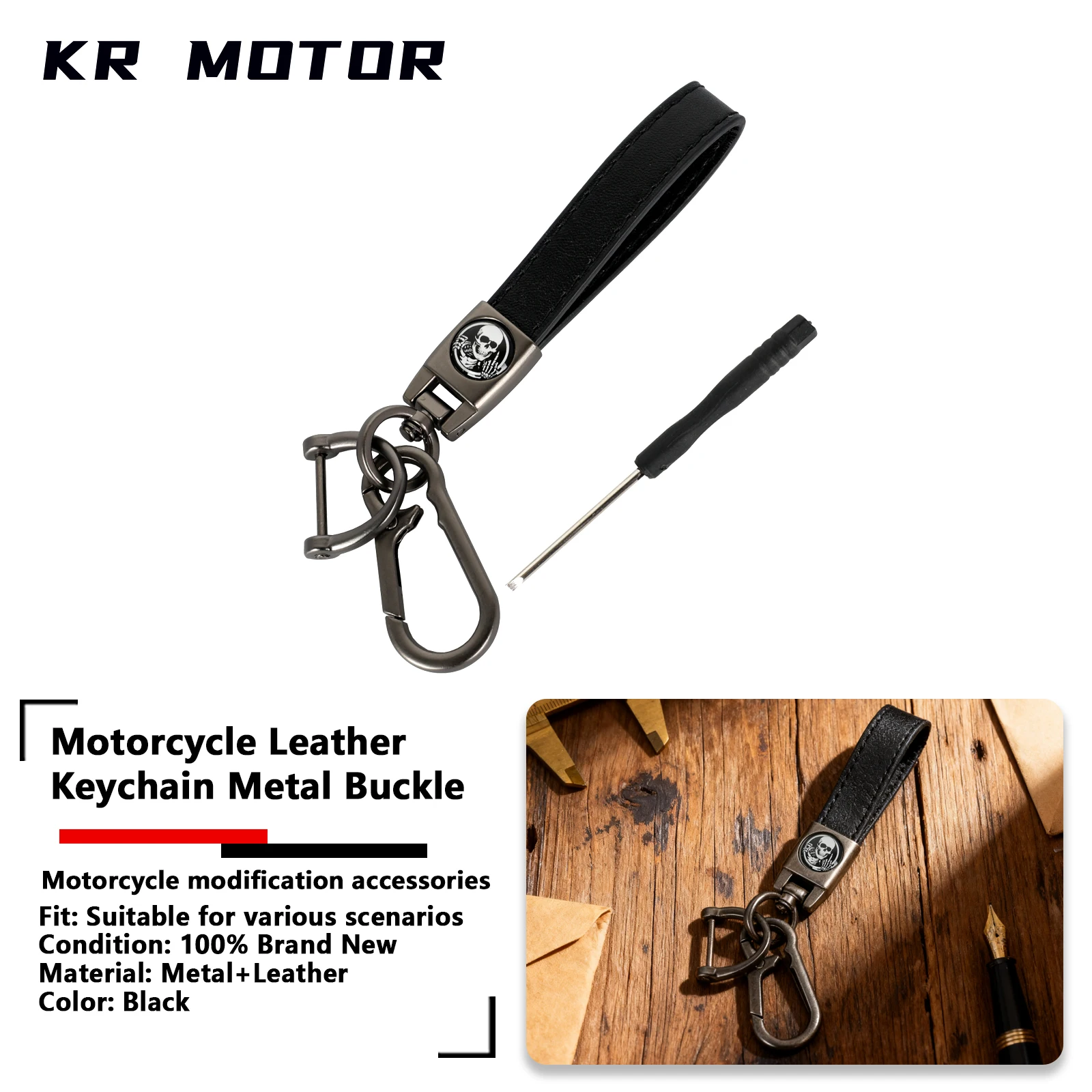 

Motorcycle Keychain Metal Buckle Leather Durable Lanyard Fits For Harley Davidson Softail Low Rider XL883