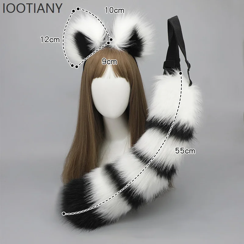 Ensemble oreilles et queue en fausse fourrure, bandeau oreilles de renard, queue d'animal, accessoires de Costume d'halloween, bandeau Anime, accessoires de Cosplay, nouvelle collection