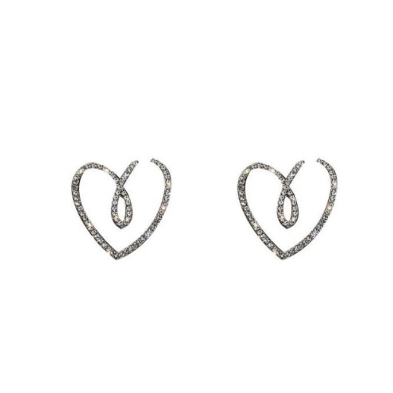 Pendientes de boda grandes con diseño hueco, joyería de temperamento para niña, exquisitos pendientes en forma de corazón, circonita cúbica brillante para mujer