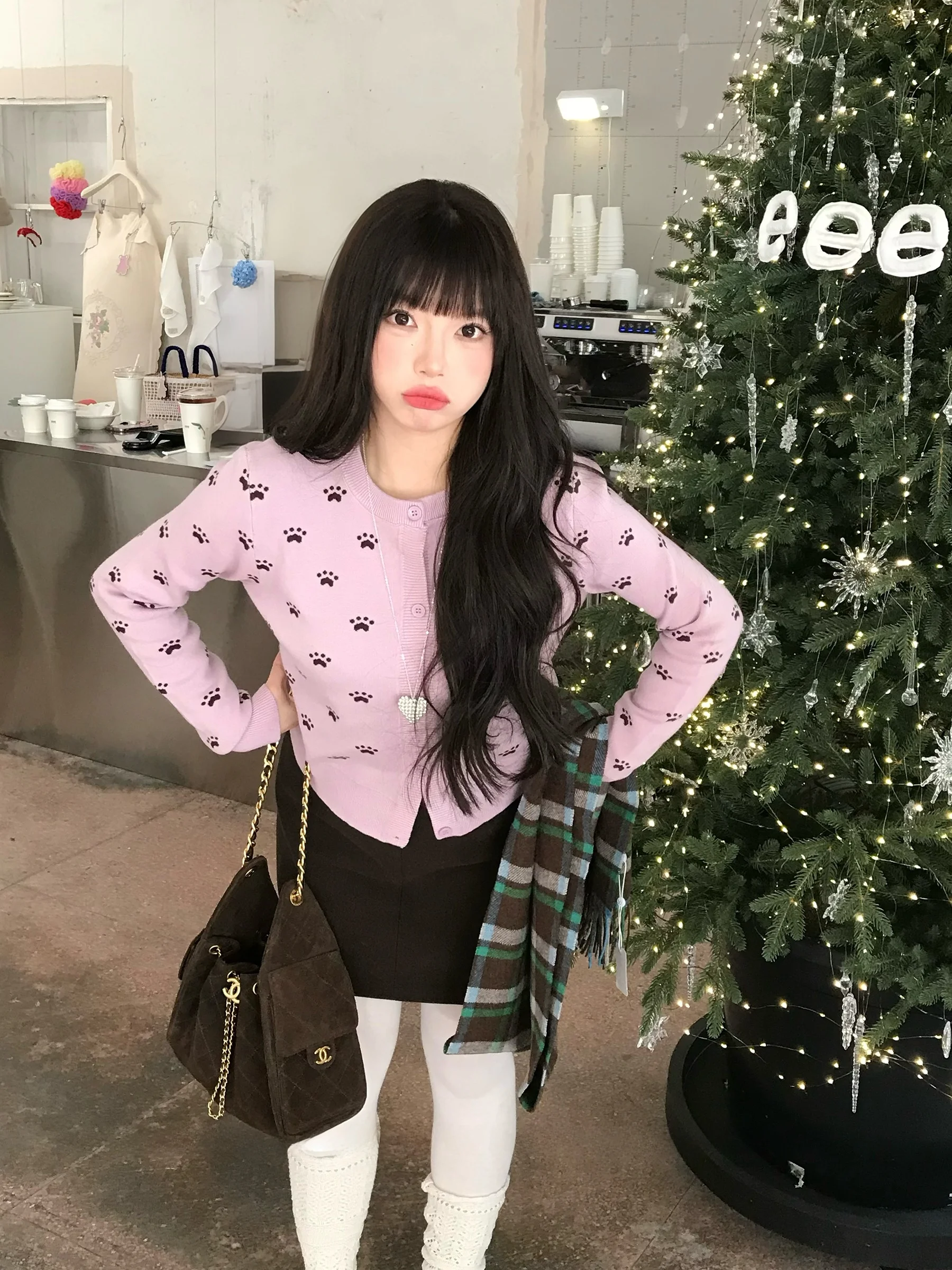 

Ulovely Claw Claw Soft Candy Knitted round Neck Open Cardigan plus Size Sweater Sweet Style Regular Fit Long Sleeve Winter Wear