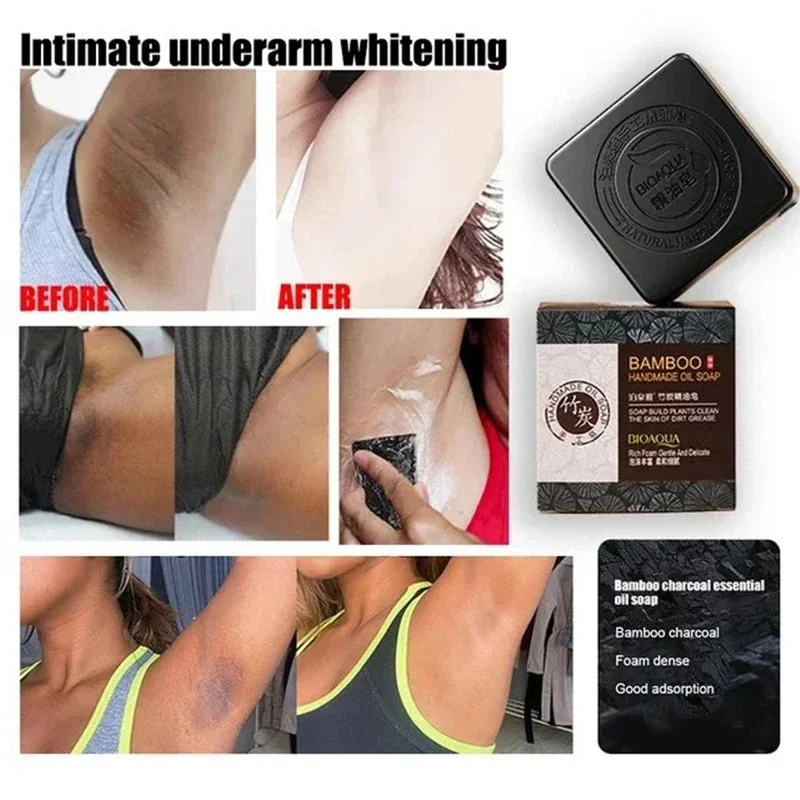 Body Whitening Bamboo Charcoal Handmade Soap Skin Moisturizing Deep Cleansing Oil Control Blackhead Remover Face Wash Hair Bath