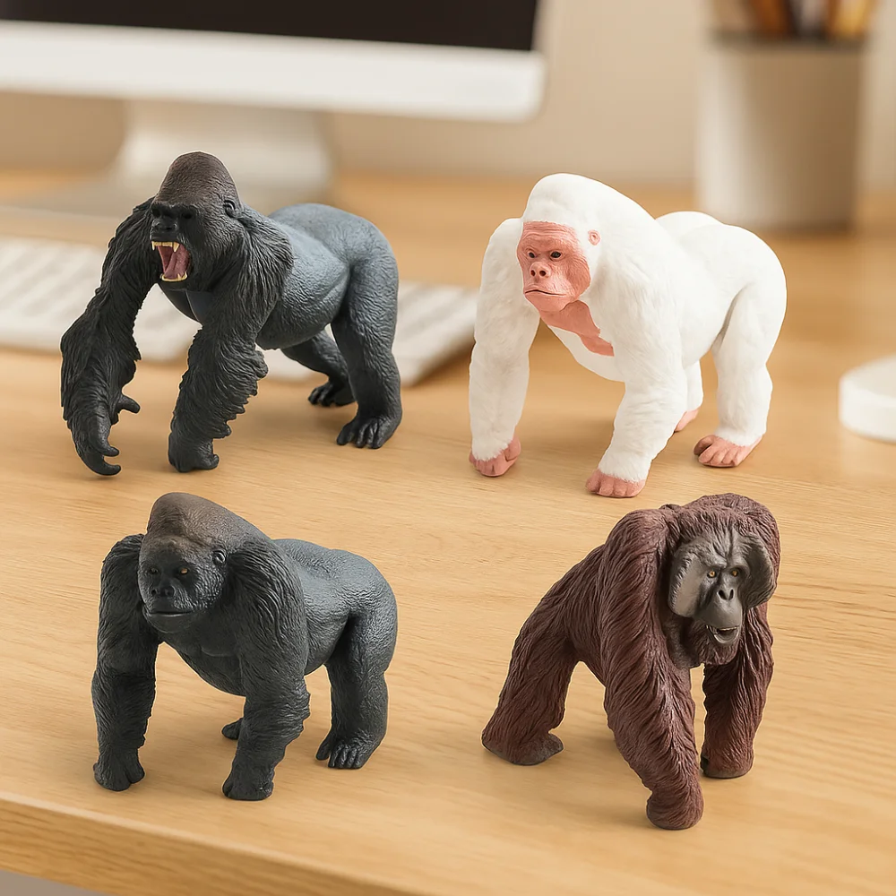 Pvc simulado modelo animal sólido estátua realista simulação gorila brinquedo animal handmad animais figura chimpanzé figura de ação