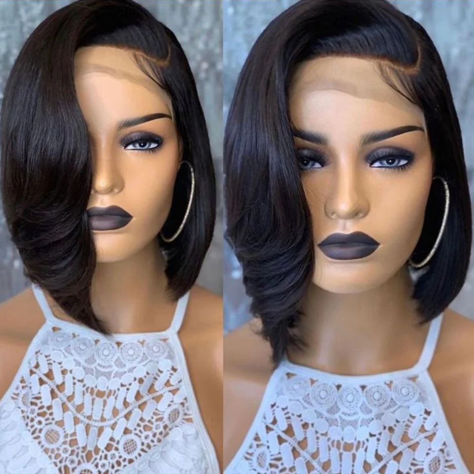 

Short Bob Lace Front Straight Wig 13x1 T Part Pixie Bob Lace Human Hair Wigs for Women Pre Plucked Brazilian Remy Lace Front Wig