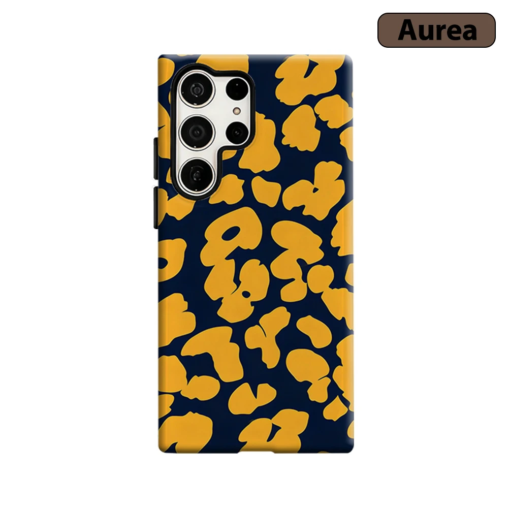 Bold Yellow Leopard Phone Case for Samsung Galaxy S26 S25 Ultra S24 S23 Ultra Plus Shockproof Double layer tough Back Cover