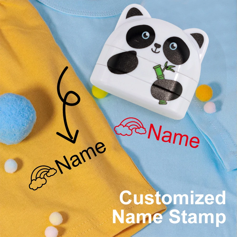 Personalisierte Namensstempel für Kinder und zweifarbige Namensstempel für Schüler und Kinder für den Schulanfang, die auch auf gekrümmte Oberflächen drucken können.
