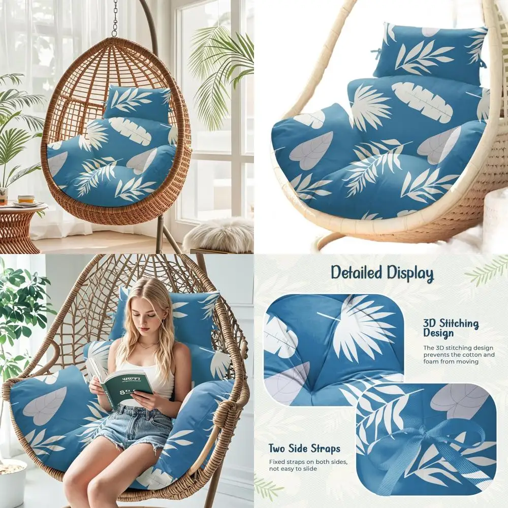 

Eco-Friendly Waterproof Egg Chair Cushion, 47x31.5x4.7 inches, Thickened Swing Seat Cushion, Suitable for Indoor & Outdoor Use,