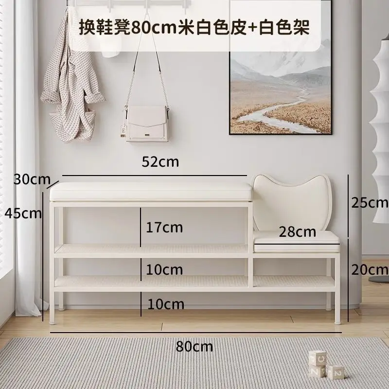 Shoe changing stool at home door can be sitting in a shoe cabinet stool integrated with a cream-style long shoe stool and