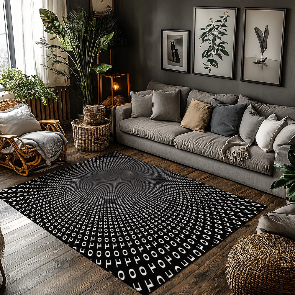 Tuniu Round Geometric Pattern Rug for Living Room Bedroom Kitchen NonSlip Floor Mat Home Decor