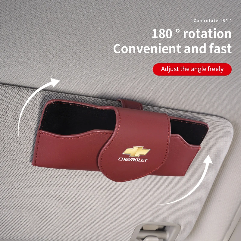 Car Glasses Case Sun Visor Leather Eyeglass Clip Auto Interiors For Chevrolet Captiva Impala Sonic Groove Volt Cruze Spark Epica