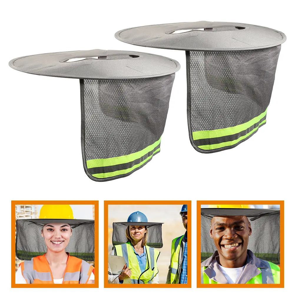 

2Pcs Hard Hat Sun Visor Shade Cover Extended Brim Breathable Mesh Neck Protector for Construction Sites Hiking Biking Gardening