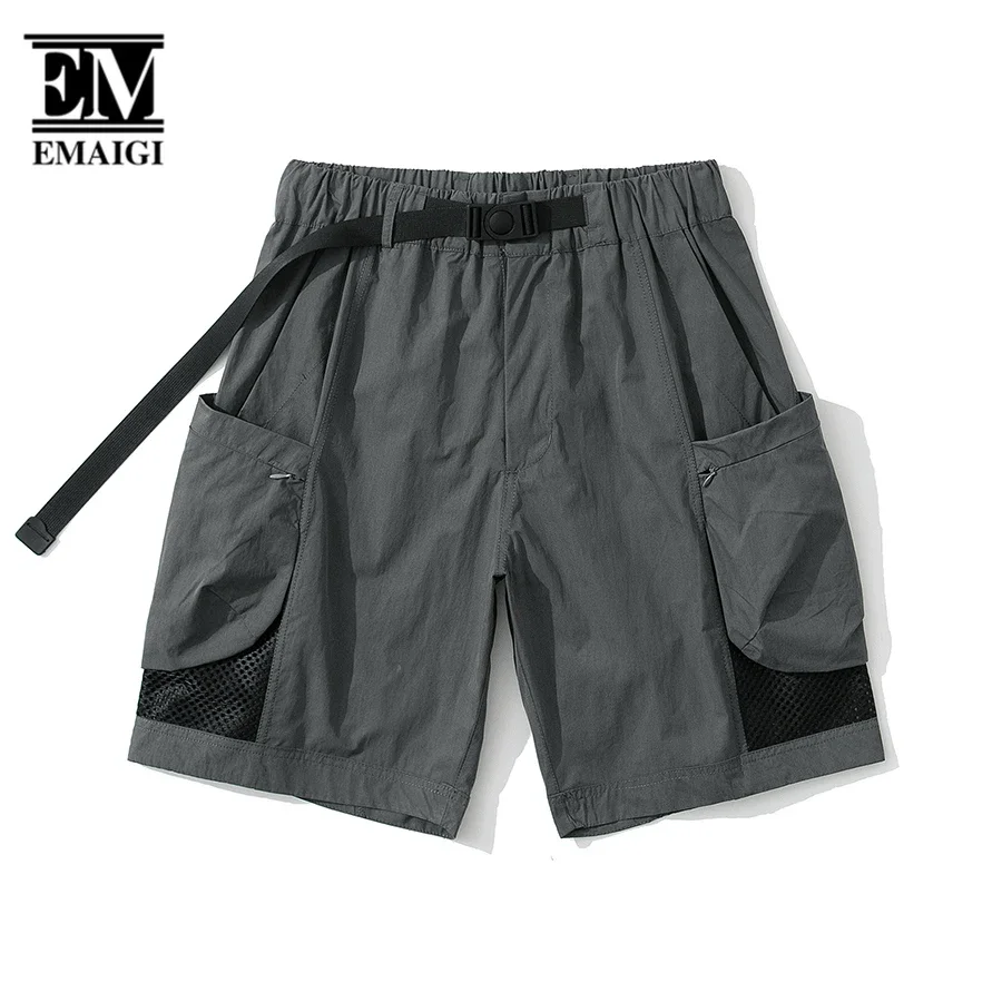 Short cargo vintage à séchage rapide pour homme, streetwear Harajuku, jogging décontracté, ceinture d'épissure de sport de plein air, mode adt