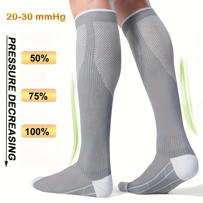 1/4 Paar Kompressionssocken für Herren und Damen, 20–30 mmHg – Durchblutungssocken, geeignet für Pflege und Reisen – weiche, atmungsaktive Sportsocken – Detail 9