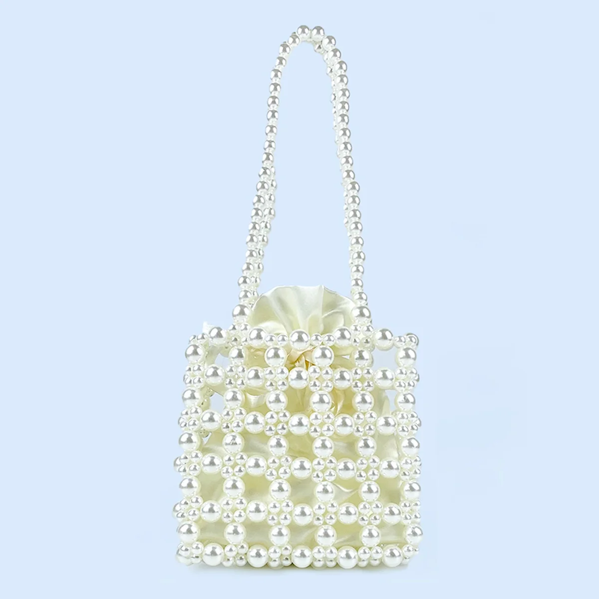 New French style elegant lady pearl handbag, handmade beaded finished bag, summer mobile phone small square bag