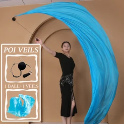 100%Real Silk Veil POI Streamer Thrown Balls Belly Dancer Stage Performance Props Bellydance Costume Accessory  Customizable